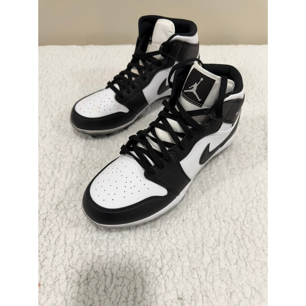 Jordan 1 Mid TD Football Cleats Panda White Black Mens 12 Nike Gridiron